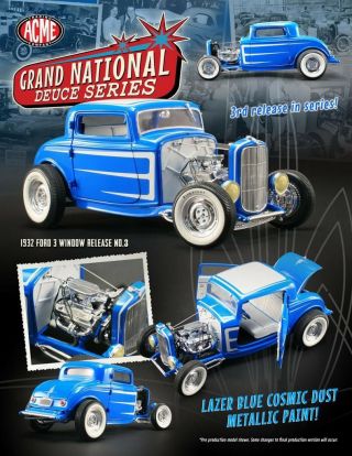 1932 FORD DEUCE GRAND NATIONAL LAZER BLUE METALLIC ACME 1:18 GMP VINTAGE 1805008 6