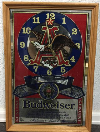 Budweiser Mirror Clock Vintage Breweriana