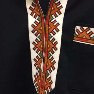 Vintage 70s Hippie Aztec Native American Print Shirt Top Festival Polyester L XL 4