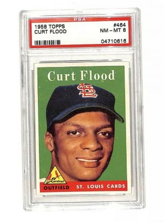 1958 Topps 464 Curt Flood Vintage Card Psa 8 Cardinals