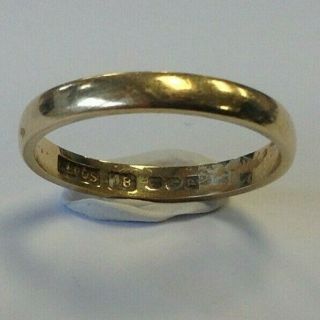 Vintage Fully Hallmarked L.  Bros 18ct Gold Wedding Band Ring 8