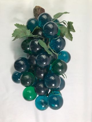 Vintage Lucite Acrylic Grape Cluster Blue & Green Mid Century Retro Table Decor 2