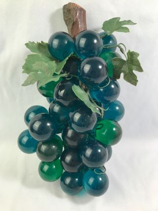 Vintage Lucite Acrylic Grape Cluster Blue & Green Mid Century Retro Table Decor 6