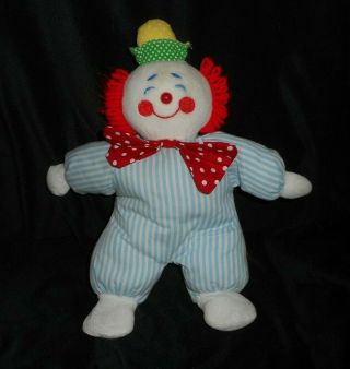 13 " Vintage Eden Circus Baby Clown Blue Stripes Doll Stuffed Animal Plush Toy