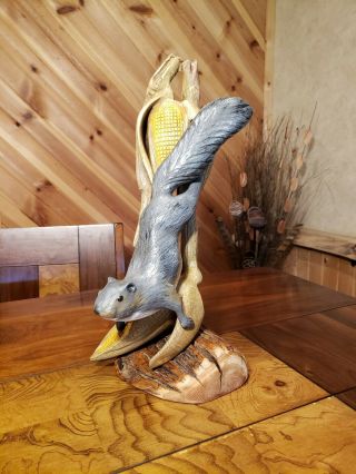 Gray Squirrel Wood Carving Wildlife Decor Duck Decoy Casey Edwards