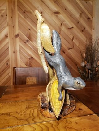 Gray squirrel wood carving wildlife decor duck decoy Casey Edwards 3