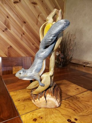 Gray squirrel wood carving wildlife decor duck decoy Casey Edwards 4