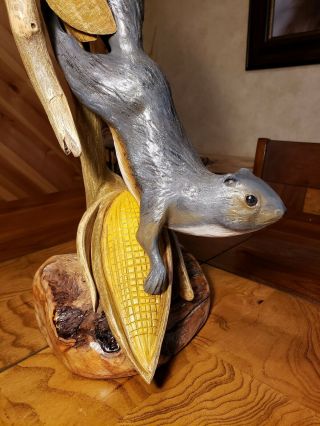 Gray squirrel wood carving wildlife decor duck decoy Casey Edwards 5