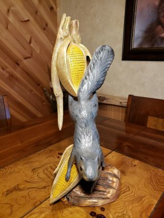Gray squirrel wood carving wildlife decor duck decoy Casey Edwards 6