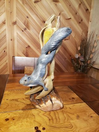 Gray squirrel wood carving wildlife decor duck decoy Casey Edwards 7