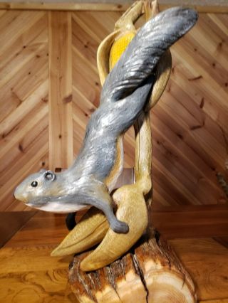 Gray squirrel wood carving wildlife decor duck decoy Casey Edwards 8