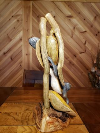 Gray squirrel wood carving wildlife decor duck decoy Casey Edwards 9