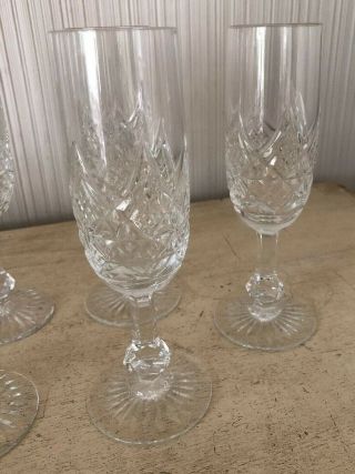 Vintage Signed Baccarat Cut Crystal Set of 6 Champagne Flutes Glasses Stemware B 3
