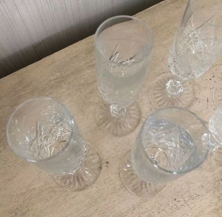 Vintage Signed Baccarat Cut Crystal Set of 6 Champagne Flutes Glasses Stemware B 4