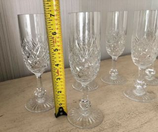 Vintage Signed Baccarat Cut Crystal Set of 6 Champagne Flutes Glasses Stemware B 8