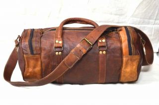 Vintage Men ' s Leather Canvas Travel Luggage Bag Weekend Lightweight Duffle Bag 2