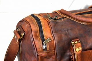 Vintage Men ' s Leather Canvas Travel Luggage Bag Weekend Lightweight Duffle Bag 3