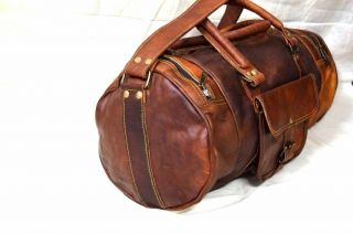 Vintage Men ' s Leather Canvas Travel Luggage Bag Weekend Lightweight Duffle Bag 4