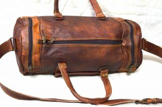 Vintage Men ' s Leather Canvas Travel Luggage Bag Weekend Lightweight Duffle Bag 8
