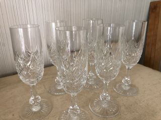 Vintage Signed Baccarat Cut Crystal Set of 6 Champagne Flutes Glasses Stemware A 10