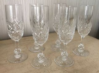 Vintage Signed Baccarat Cut Crystal Set Of 6 Champagne Flutes Glasses Stemware A