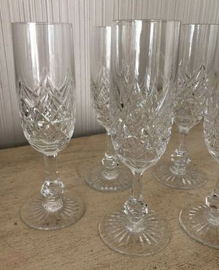 Vintage Signed Baccarat Cut Crystal Set of 6 Champagne Flutes Glasses Stemware A 2