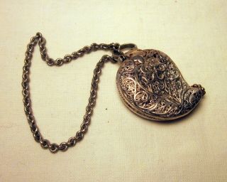 Antique Georgian C 1820 Solid Silver Filigree Chatelaine Vinaigrette 3 Day Nr