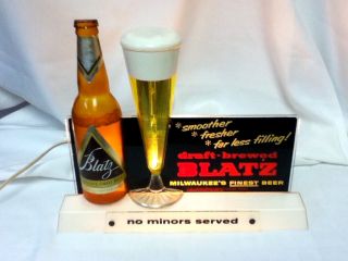 Blatz beer sign 1957 lighted back bar bottle glass motion bubbler light vintage 2