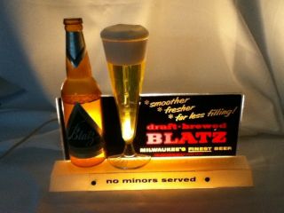 Blatz beer sign 1957 lighted back bar bottle glass motion bubbler light vintage 3