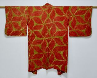 Japanese Kimono Silk Antique Long Haori / Full Shibori / Vintage Silk /185