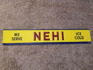 Nehi Ice Cold Embossed Metal Tin Sign Soda Pop Vintage Old General Store Parlor