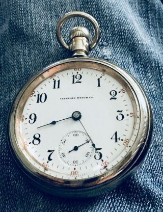 Vintage Illinois Watch Co 18s Pocket Watch 15 Jewels Running Dial