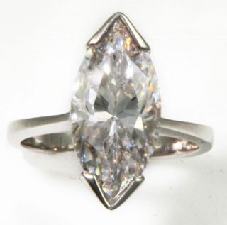 4 Ct Marquise Ring Vintage Top Russian Cz Moissanite Simulant Ss Size 9