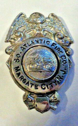 Obsolete/antique/vintage South Atlantic Fire Company Badge Margate City Nj