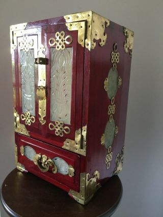 Vintage Chinese Jewellery Box Rosewood & Brass Stunning