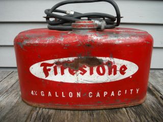 VINTAGE FIRESTONE BOAT MOTOR CAN OIL CAN 4.  5 GALLON RARE NR Sign neat 3