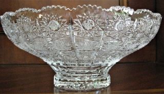 Bohemian Czech Vintage Crystal 6 " Round Bowl Hand Cut Queen Lace 24 Lead Glass