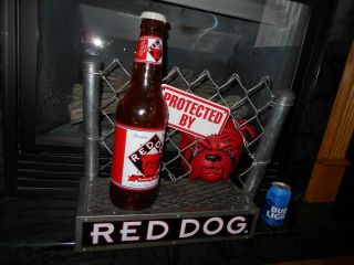 Vintage 1986 - Red Dog Chain Link Fence Beer Sign - Large 20 1/2 " X 19 1/2 "