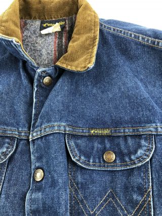 Vintage Wrangler Blanket Lined Western Jean Jacket Men’s Size Large 48 Made USA 2