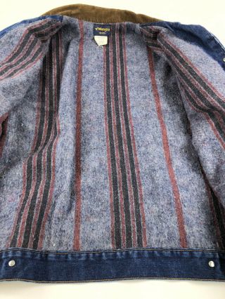 Vintage Wrangler Blanket Lined Western Jean Jacket Men’s Size Large 48 Made USA 4