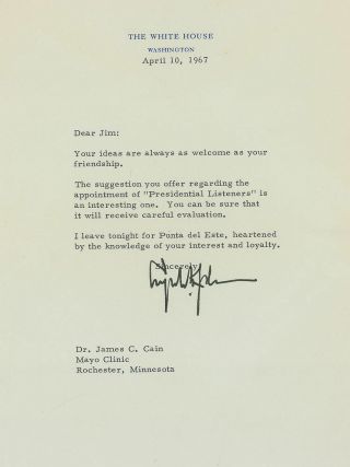 Rare President Lyndon B.  Johnson,  Typed Letter Signed,  Presidential 