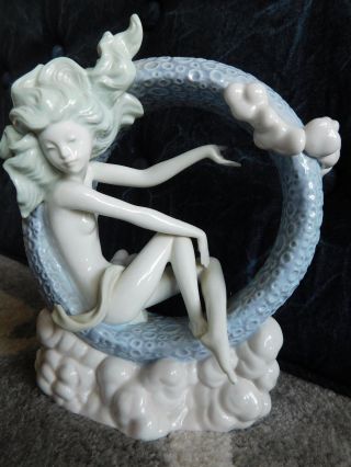 Vintage Spain Lladro Porcelain Figurine Fantasy Full Moon Jose Pucho Nude Girl