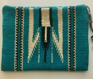 Vtg La Azteca Chimayo Woven Wool Purse Zipper Wallet W/tag Southwestern Blanket