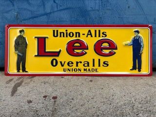 Vintage Embossed Union - Alls Lee Overalls Sign