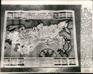 1951 Press Photo Map Of Forced Labor Camps 