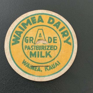 Hawaii Milk Cap - Rare Waimea Dairy Grade A Pasteurized Milk.  Waimea,  Kauai