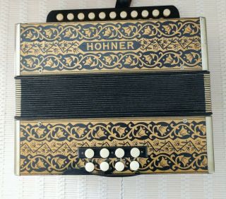 Hohner Pokerwork 2 Row Accordion Button Box Accordion - Germany Vintage.