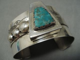 Important Andy Marion Vintage Navajo Sterling Silver Turquoise Bracelet