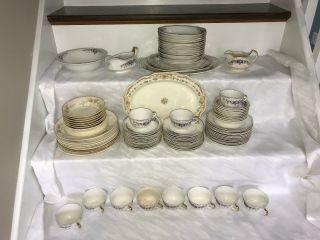 Vintage 92 Piece Dinnerware China Set Limoges Chicago & Harker Pottery Co.  22k