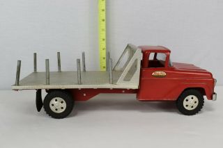 Vintage Tonka Toys Red Platform Stake Flat Bed Lumber Truck